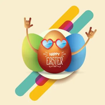Vector happy easter card with rock n roll egg Stock Illustration