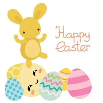 Vector happy easter colored eggs with flowers Stock Illustration