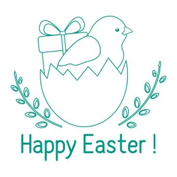 Vector Happy Easter egg Gift Chick Festive Holiday Stock Illustration