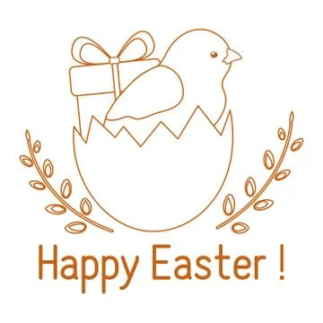Vector Happy Easter egg Gift Chick Festive Holiday Stock Illustration