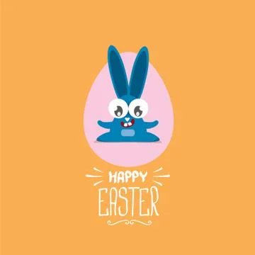 Vector happy easter greeting card with funny bunny Illustrazione stock