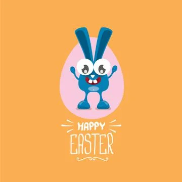 Vector happy easter greeting card with funny bunny Stockillustratie