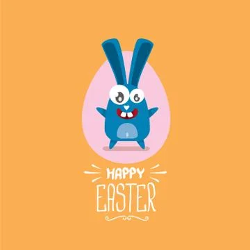 Vector happy easter greeting card with funny bunny Stockillustratie