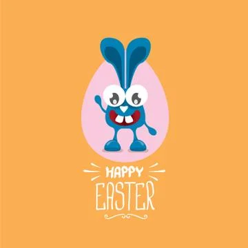 Vector happy easter greeting card with funny bunny Stockillustratie