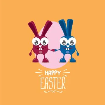 Vector happy easter greeting card with funny bunny 库存插图