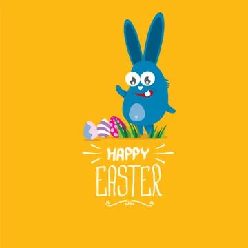 Vector happy easter greeting card with funny bunny Stockillustratie