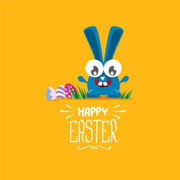 Vector happy easter greeting card with funny bunny 스톡 일러스트