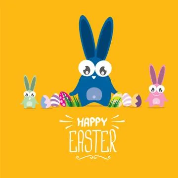 Vector happy easter greeting card with funny bunny Stockillustratie