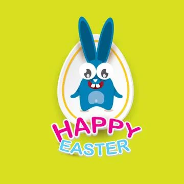Vector happy easter greeting card with funny bunny 스톡 일러스트