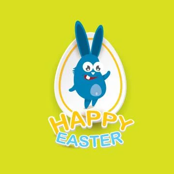 Vector happy easter greeting card with funny bunny Stock Illustration