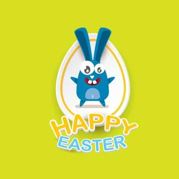 Vector happy easter greeting card with funny bunny Illustrazione stock