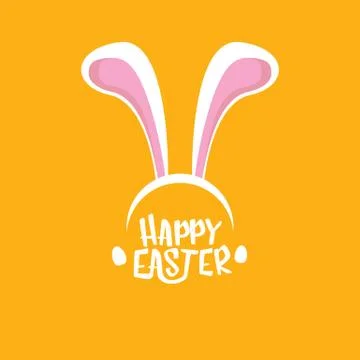 Vector happy easter greeting card with white easter bunny funky mask with rabbit Stockillustratie