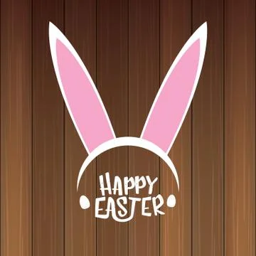 Vector happy easter greeting card with white easter bunny funky mask with rabbit Illustrazione stock