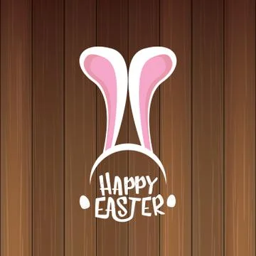 Vector happy easter greeting card with white easter bunny funky mask with rabbit Illustrazione stock