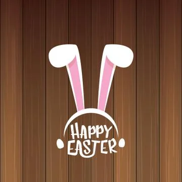 Vector happy easter greeting card with white easter bunny funky mask with rabbit Stockillustratie