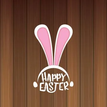 Vector happy easter greeting card with white easter bunny funky mask with rabbit Stock Illustration