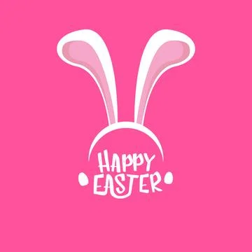 Vector happy easter greeting card with white easter bunny funky mask with rabbit Stockillustratie