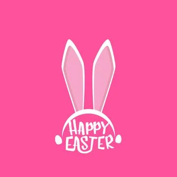 Vector happy easter greeting card with white easter bunny funky mask with rabbit Illustrazione stock