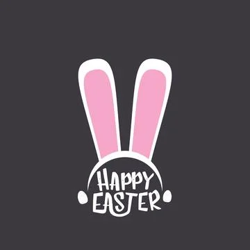 Vector happy easter greeting card with white easter bunny funky mask with rabbit Stock Illustration