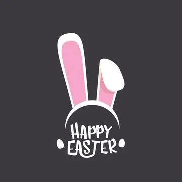 Vector happy easter greeting card with white easter bunny funky mask with rabbit Stock Illustration