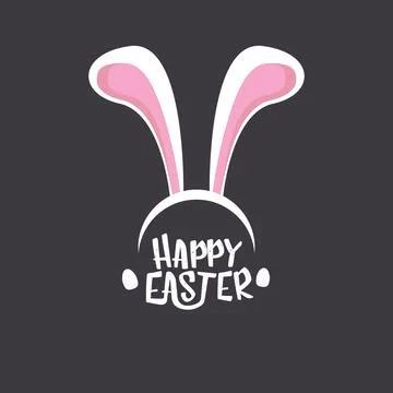 Vector happy easter greeting card with white easter bunny funky mask with rabbit Stock Illustration