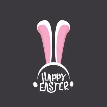 Vector happy easter greeting card with white easter bunny funky mask with rabbit Illustrazione stock