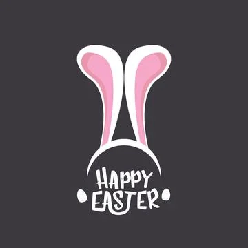 Vector happy easter greeting card with white easter bunny funky mask with rabbit Illustrazione stock