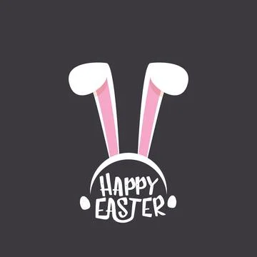 Vector happy easter greeting card with white easter bunny funky mask with rabbit 库存插图