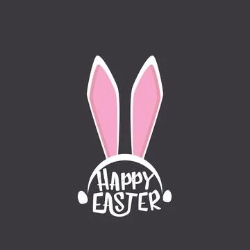 Vector happy easter greeting card with white easter bunny funky mask with rabbit Illustrazione stock