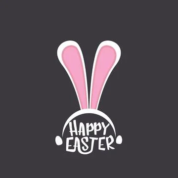 Vector happy easter greeting card with white easter bunny funky mask with rabbit Stockillustratie