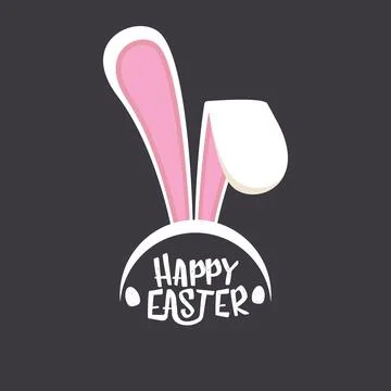 Vector happy easter greeting card with white easter bunny funky mask with rabbit Illustrazione stock