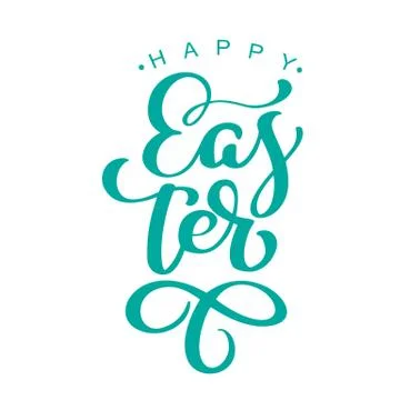 Vector happy Easter Hand drawn calligraphy and brush pen lettering text. design Illustrazione stock