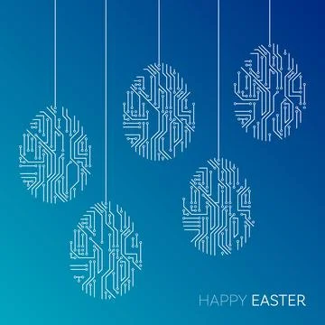 Vector happy easter printed circuit board eggs Illustrazione stock