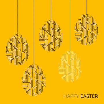 Vector happy easter printed circuit board banner Stock-Illustration