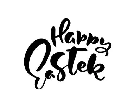 Vector happy Easter text Hand drawn calligraphy and brush pen isolated lettering Illustrazione stock