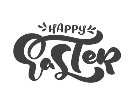 Vector happy Easter text Hand drawn calligraphy and brush pen isolated lettering Stock Illustration