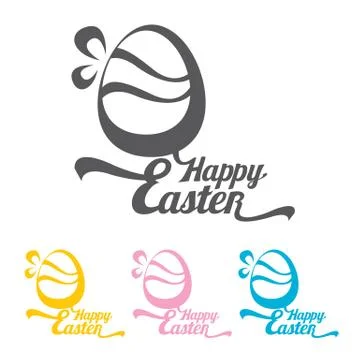 Vector Happy Easter Typographical Background Stock Illustration