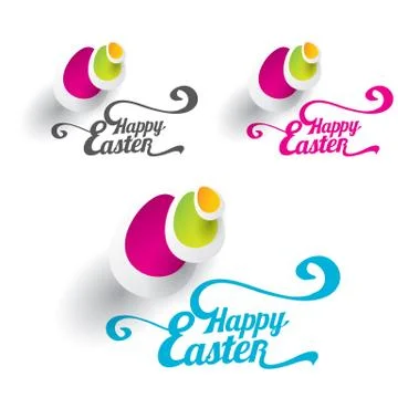 Vector Happy Easter Typographical Background 스톡 일러스트