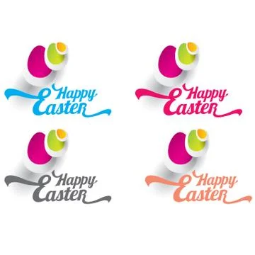 Vector Happy Easter Typographical Background Stock Illustration