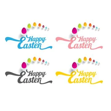 Vector Happy Easter Typographical Background 스톡 일러스트