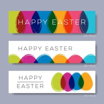 Vector happy easter web banners with eggs Stock Illustration