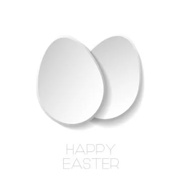 Vector happy easter white background with paper origami eggs. Holiday greeting Stock Illustration
