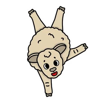 Vector happy farm isolated sheep animal stands on one paw. Cute cartoon outli Stock Illustration