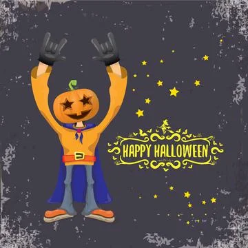 Vector Happy Halloween creative hipster party background. man in Halloween Illustrazione stock