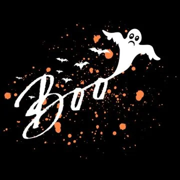 Vector Happy Halloween dark background with orange blood stains, white grungy Stock Illustration
