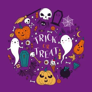 Vector Happy Halloween greeting card. Stock Illustration