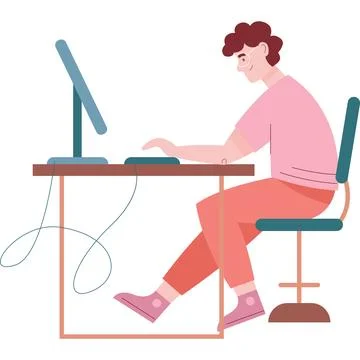 Vector happy man work in office isolated icon 스톡 일러스트