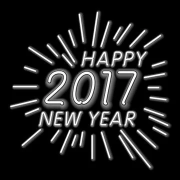 Vector Happy New Year - 2017 colorful neon light background Stock Illustration