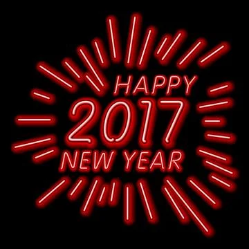 Vector Happy New Year - 2017 colorful neon light background Stock Illustration
