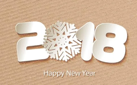Vector Happy New Year 2018 background with paper cuttings Stock Illustration